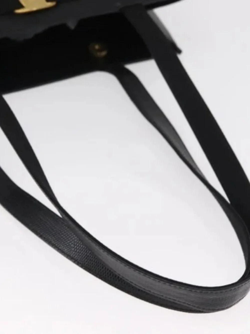 Salvatore Ferragamo Vala Tote Bag Leather Black Gold Auth BA7676